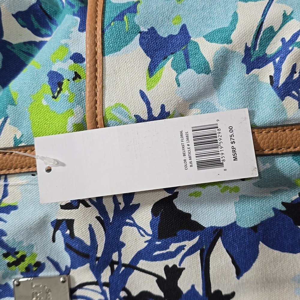 Blue & White Floral Print Purse - Picture 4 of 16